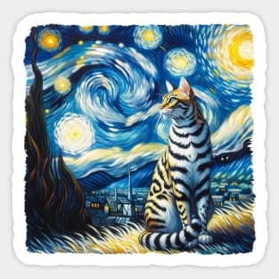 Toyger Starry Night Inspired - Artistic Cat Sticker